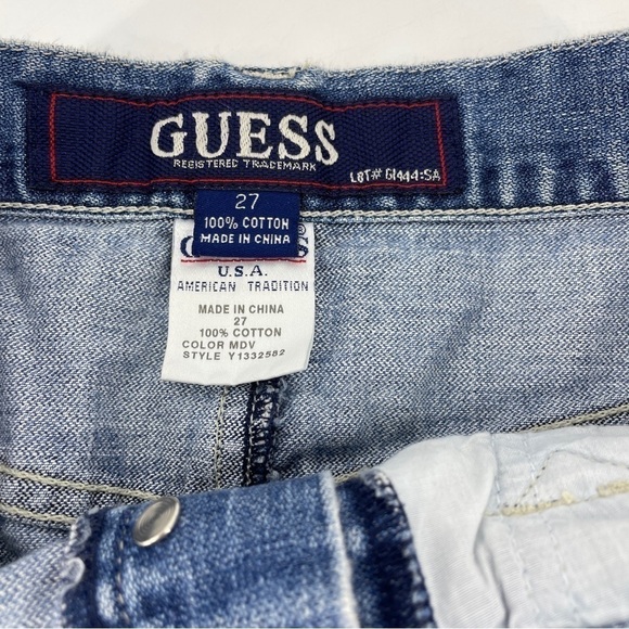 Vintage GUESS WOMENS BLUE COTTON DENIM JEAN SKIRT SIZE 27 - Picture 4 of 6